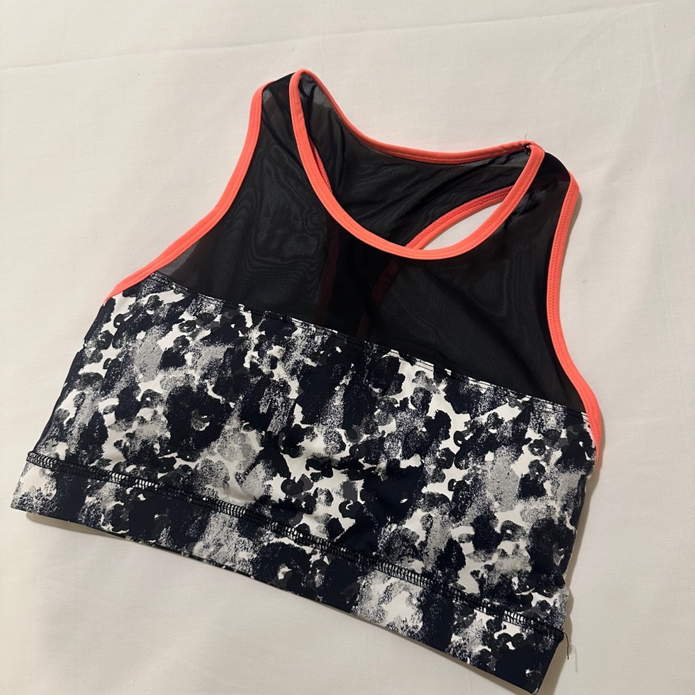 Forever 21 Black and White Sports Bra with Coral Trim